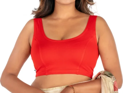 Red U-Neck Women Blouse