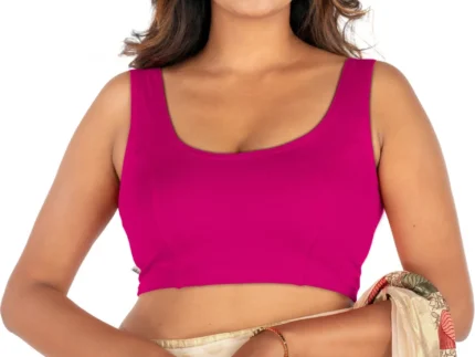 Hot Pink U-Neck Women Blouse