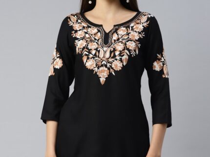 Heer Kashmiri Black Kurti