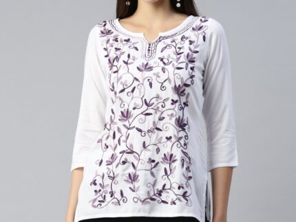 Jannat Kashmiri White Kurti