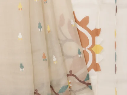 Sandal Bengal Jamadani Saree
