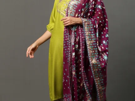 Purple Ikkat Printed Dupatta