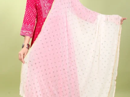 White Chiffon Printed Dupatta