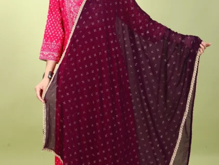 Purple Chiffon Printed Dupatta