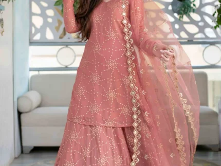 Mauve Long Kurta With Lehenga