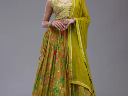 Mehendi Sequins Georgette Readymade Lehenga