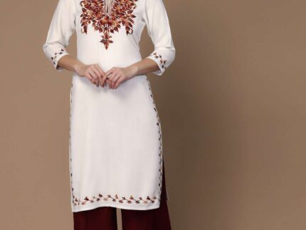White Kashmiri Embroidered Kurti