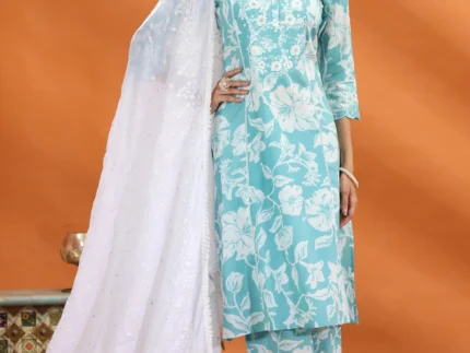 White Cotton Embroidered Dupatta