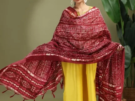 Wine Chiffon Floral Printed Dupatta
