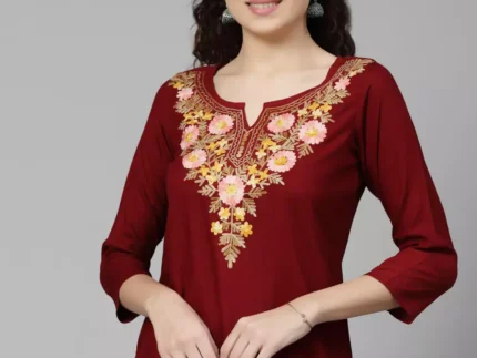 Israa Maroon Short Kurti