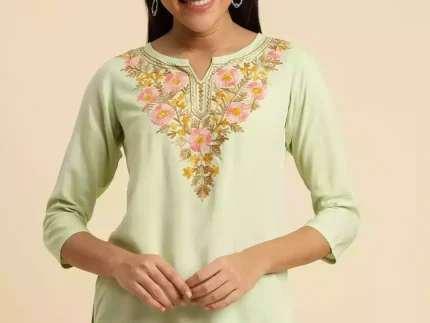 Israa Pista Green Short Kurti