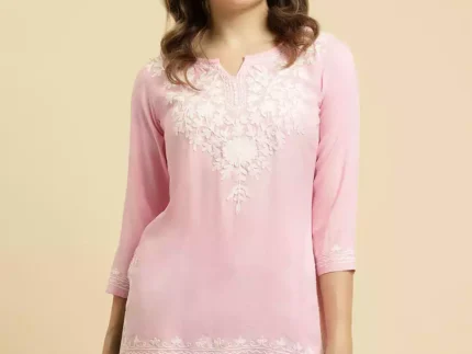 Light Pink Kashmiri Short Kurti