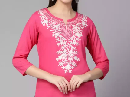 Pink Kashmiri Short Kurti