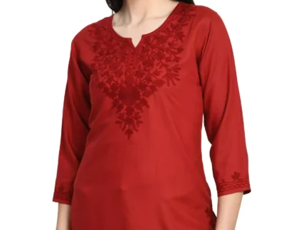 Red Self Aari Short