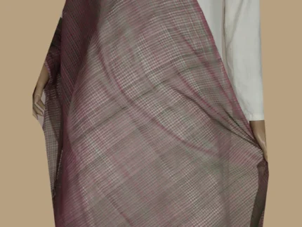 Green with Pink Handwoven Missing Checks Dupatta