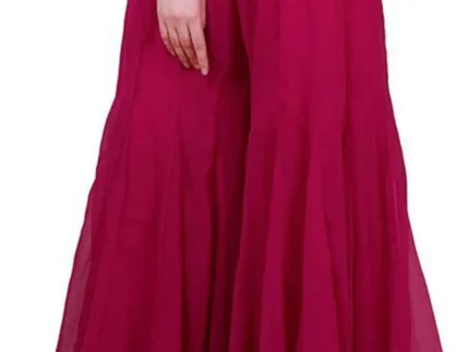 Women Flared Yellow Georgette Trousers
