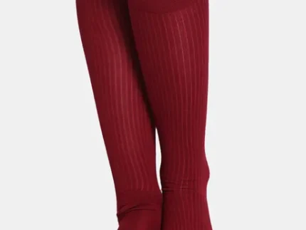 Red Full Length Polyester Elastane Socks